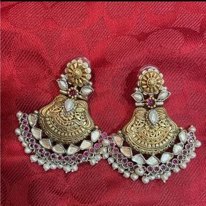 92.5 silver dual tone earrings